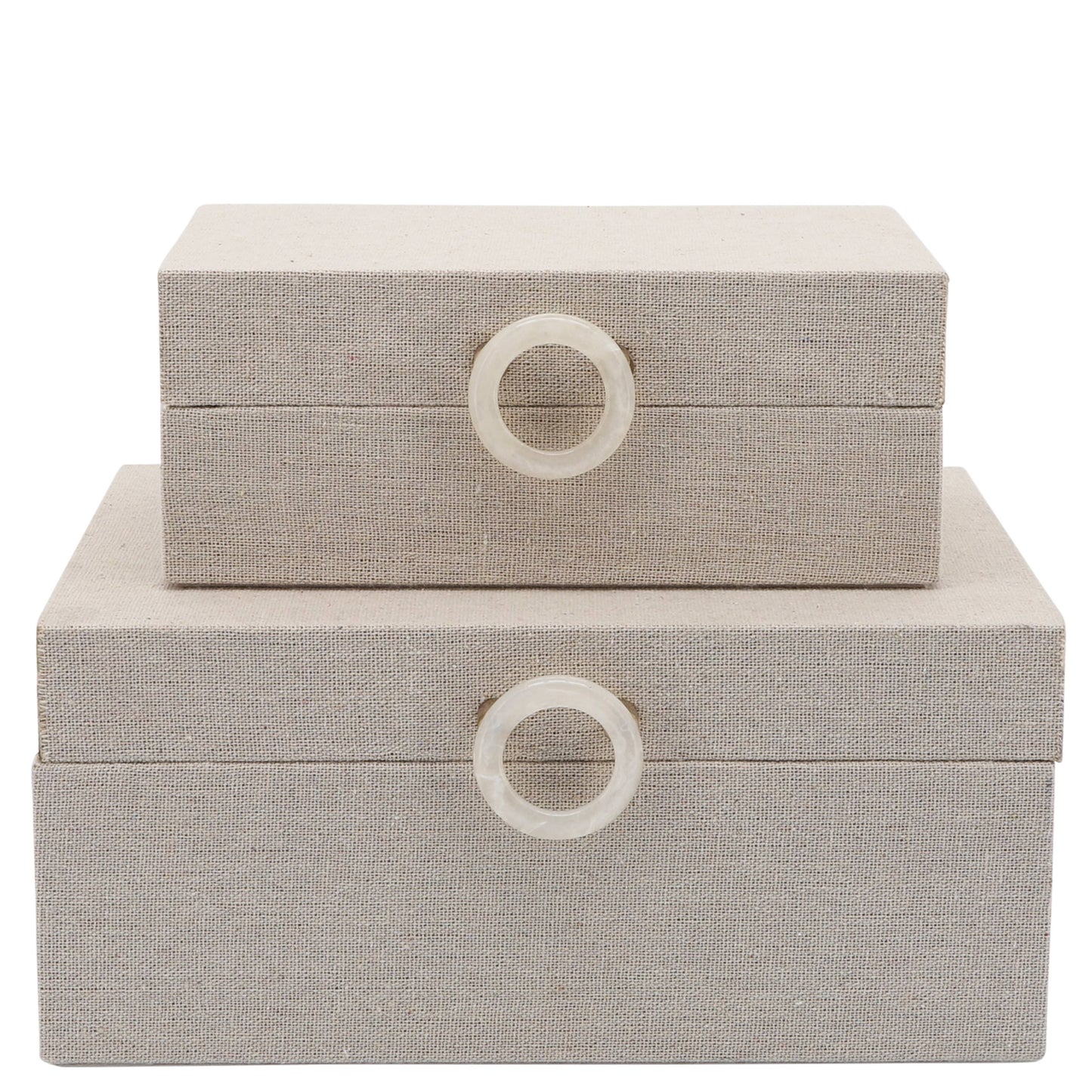 Edina Natural Fabric Decorative Box, Set of 2