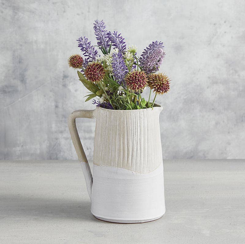 Wildflowers in the Benci two tone terracotta pitcher vase