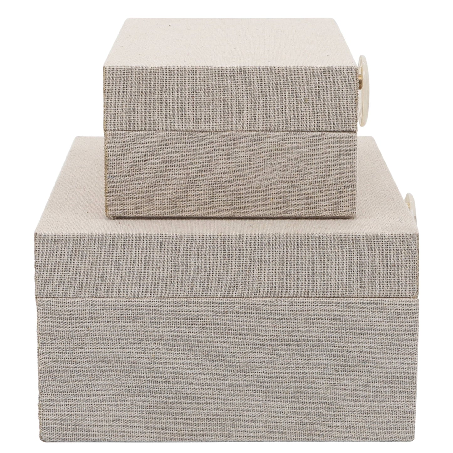 Edina Natural Fabric Decorative Box, Set of 2