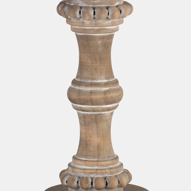 Olina distressed wood candleholder detail of beaded band accent | Hugo George Home