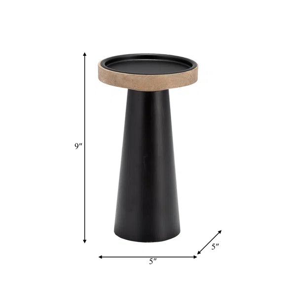 Henrik Black/Natural Wood Pillar Candleholder