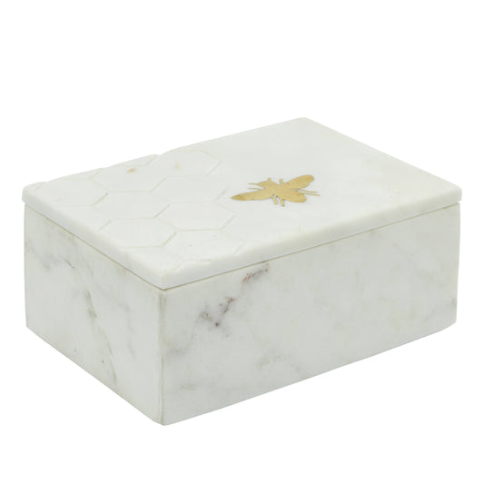 Giorgia marble storage box with gold bee accent product image