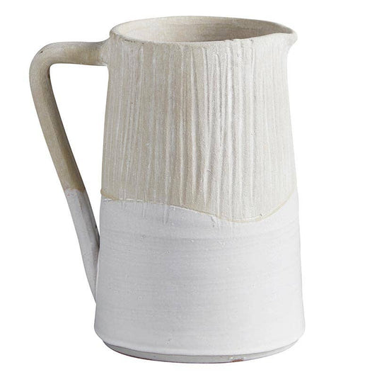 Benci two-tone terracotta pitcher vase  in ivory and tan