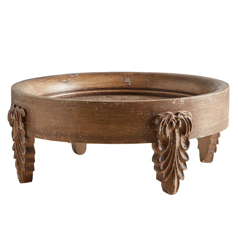 Carina antique inspired decorative wood riser on white background