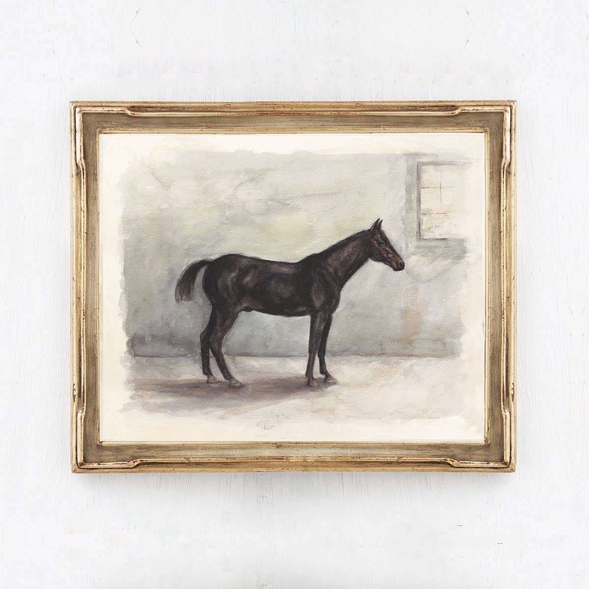 Black Horse wall art print 11 x 14 in a gold frame