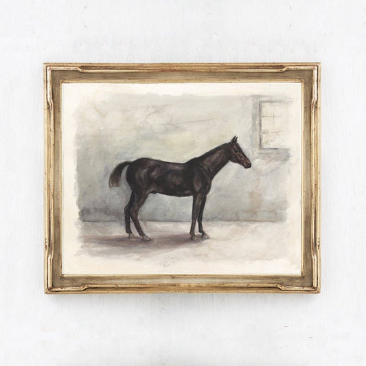 Black Horse wall art print 11 x 14 in a gold frame