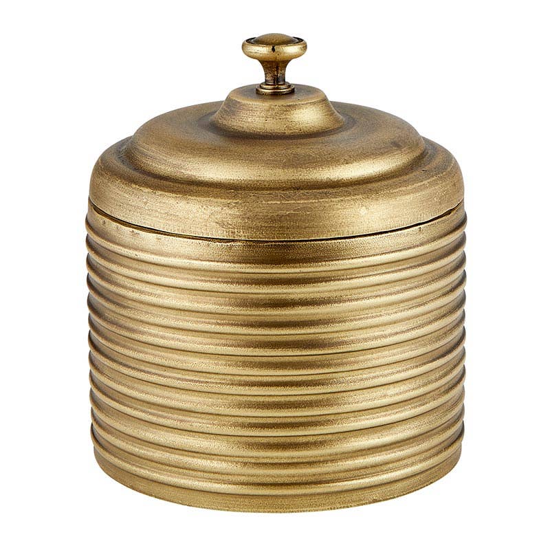 Gold metal canister with lid | Decorative storage 