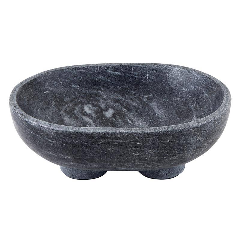 Ariggo footed marble bowl, black marble